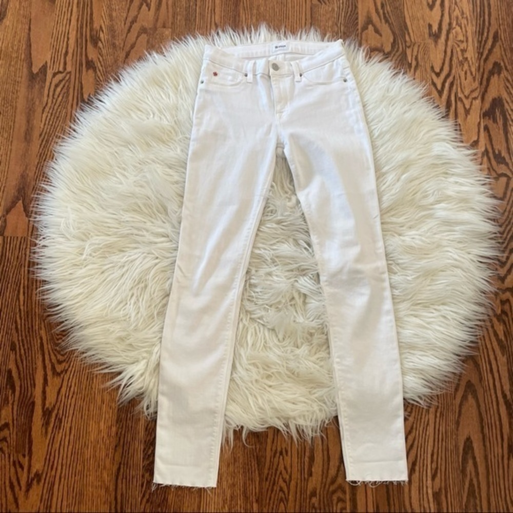 Hudson mid rise Natalie super skinny white denim jeans 26
